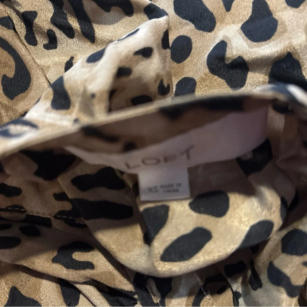 LOFT Leopard-Print Scoop Neck Blouse in Tan and Black - Picture 5 of 6